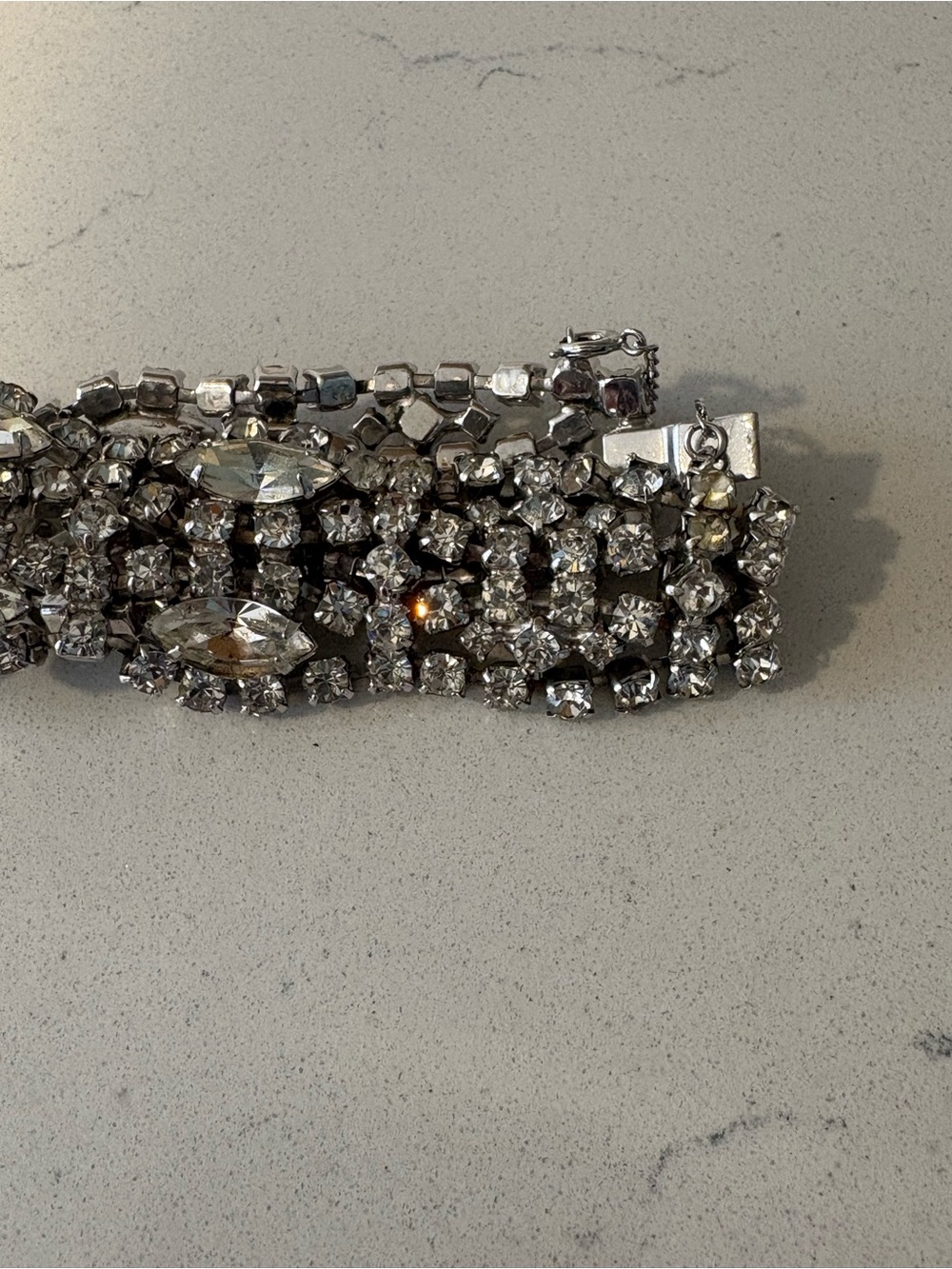 Kramer Silvertone Rhinestone bracelet - Picture 5 of 7